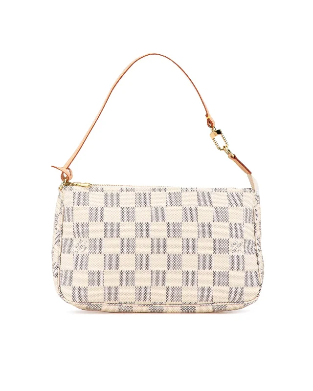 Damier Azur Canvas Pochette with Vachetta Leather Strap