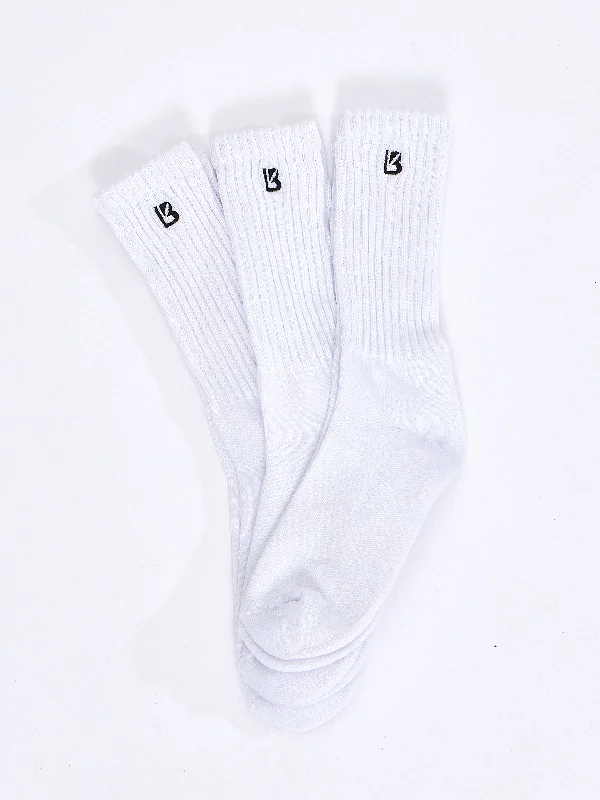 3 Pack Scrunch Socks - White