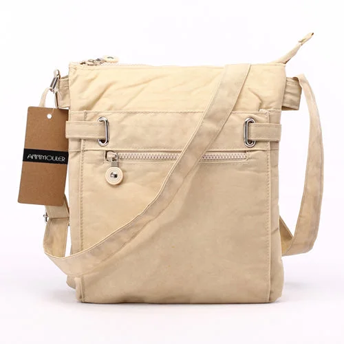 AnnaMouler Casual Nylon Multi-Pocket Crossbody Bag Beige