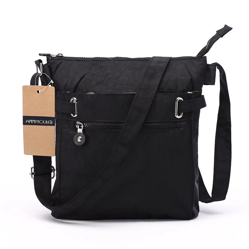 AnnaMouler Casual Nylon Multi-Pocket Crossbody Bag Black