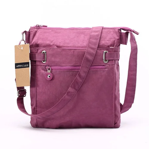 AnnaMouler Casual Nylon Multi-Pocket Crossbody Bag Purple