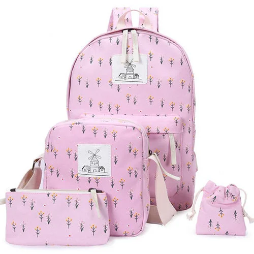 AnnaMouler Designer Casual Canvas Backpack Pink