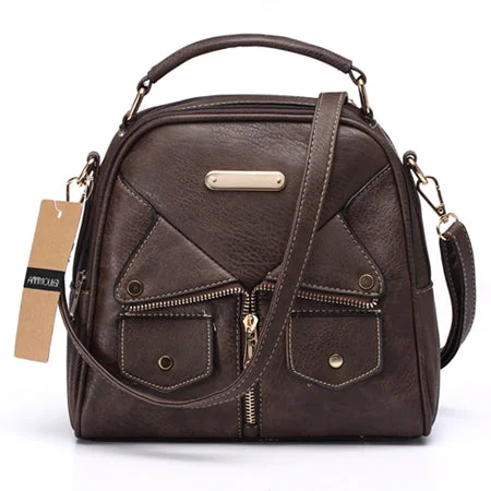 AnnaMouler Double Zipper Messenger Bag Coffee