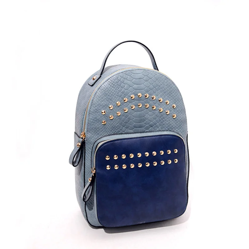 AnnaMouler Fashionable Alligator Leather Backpack Blue