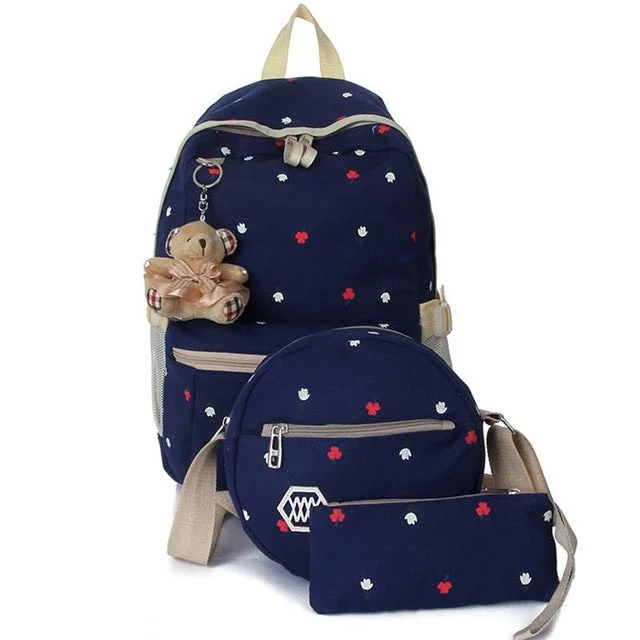 AnnaMouler High Quality Preppy Style Backpack Blue