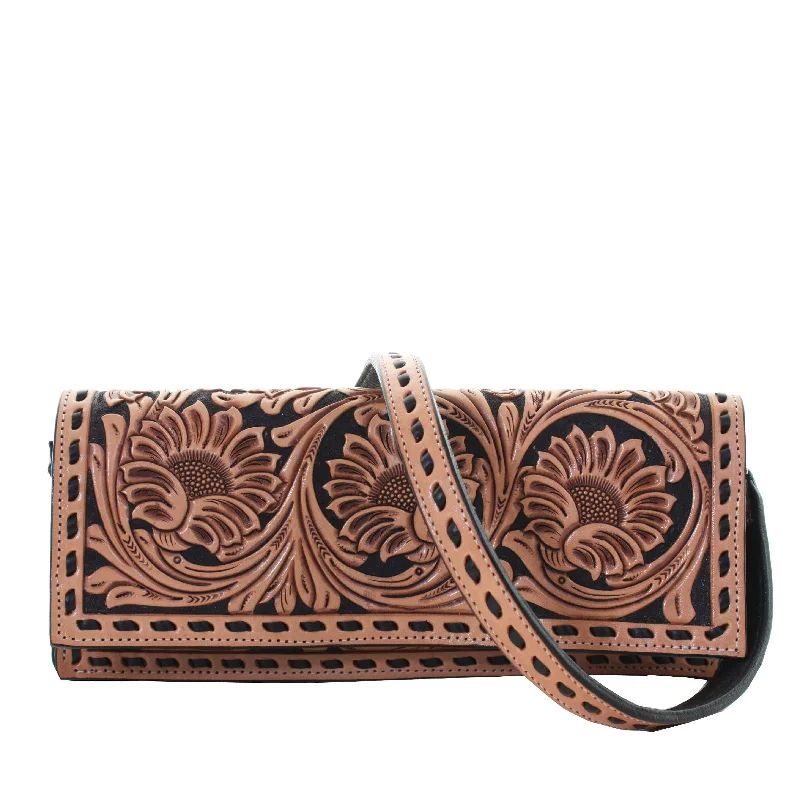 BCH45 - Sunflower Tooled Buckle Clutch