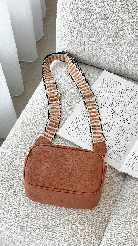 Bella Striped Webbing Camera Bag - Tan