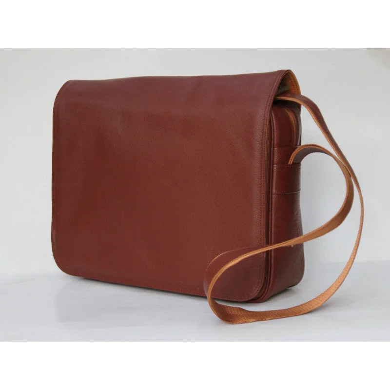 Brown handmade leather computer bag