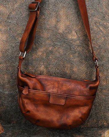 Brown Leather Womens Saddle Shoulder Bags Saddle Vintage Crossbody Purse for Women