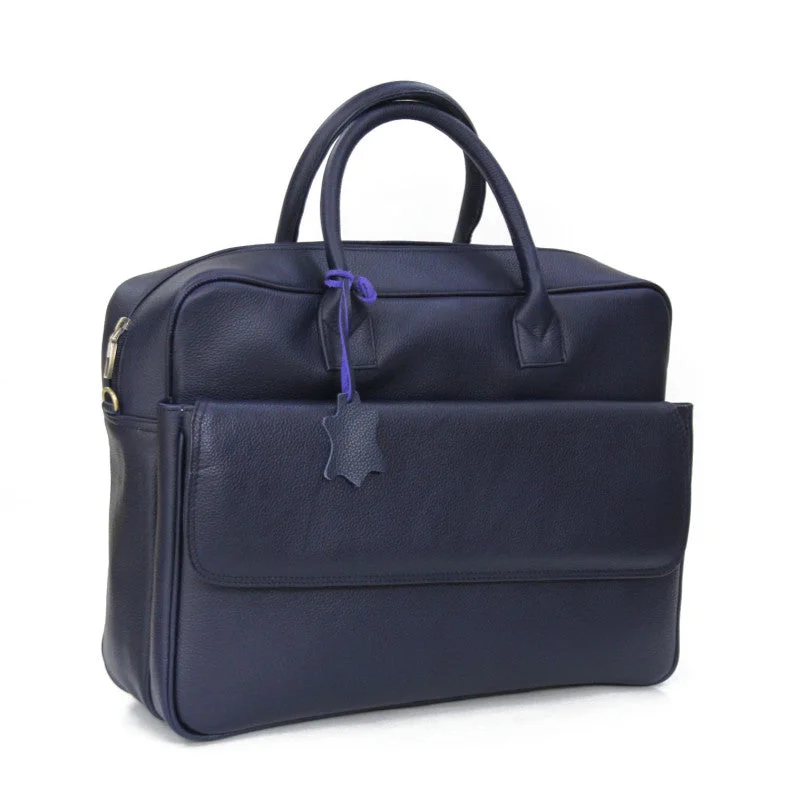 BRUNO - Blue Genuine Handmade leather briefcase - Leather satchel