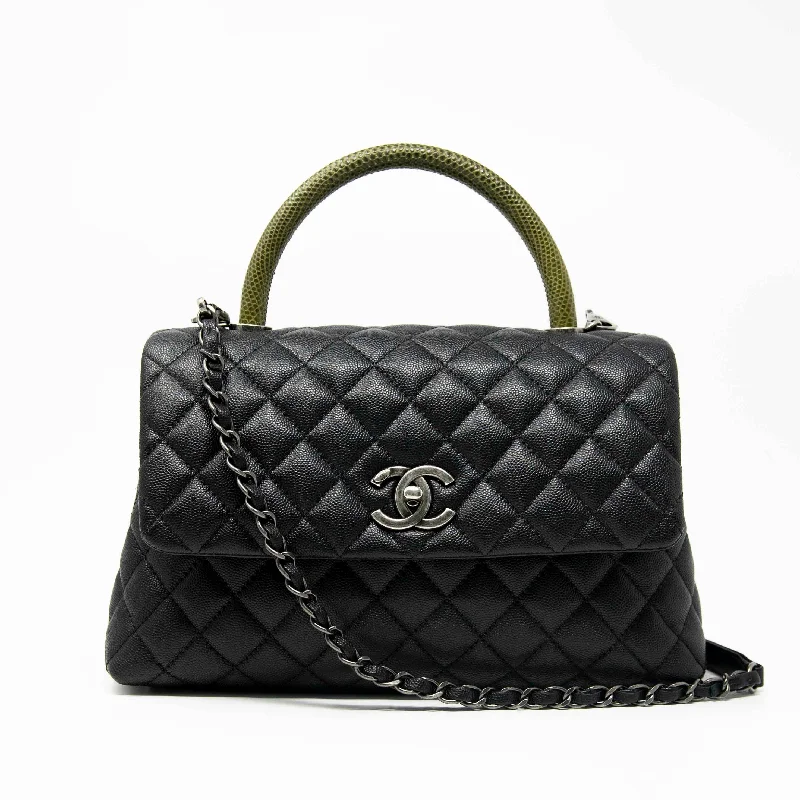 Chanel Black Medium Coco Lizard Handle