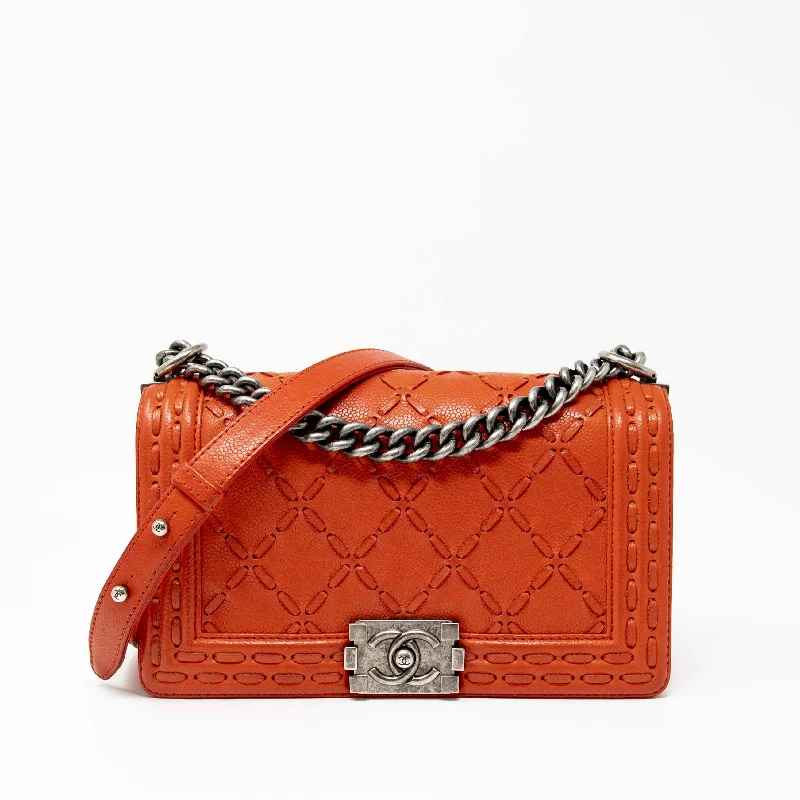 Chanel Orange Medium Whipstitch Boy Bag