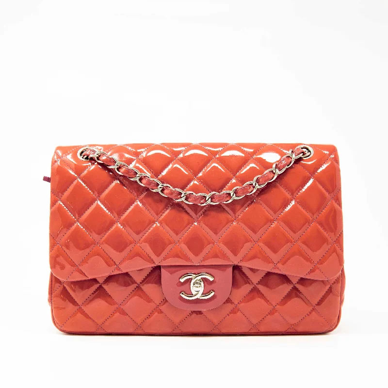 Chanel Pink Patent Classic Jumbo