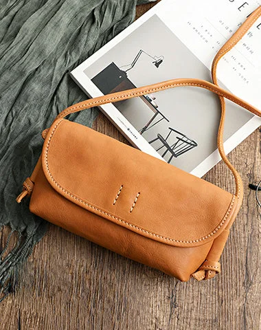 Cute Tan Leather Small Crossbody bag for Women Leather Small Shoulder Bag for Women