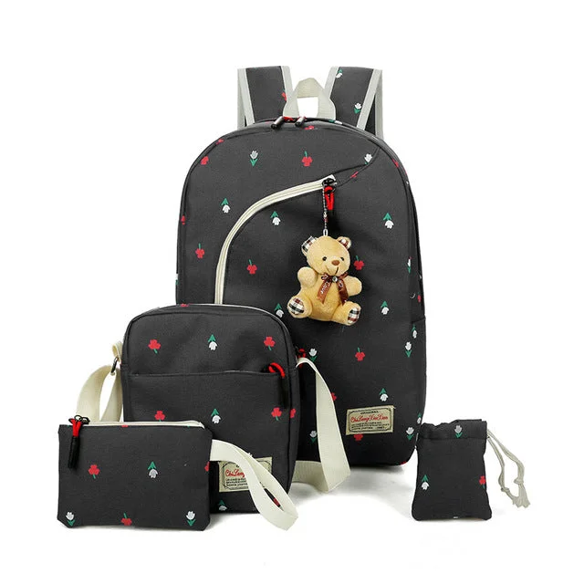 Fashion Canvas Backpack for Women Black