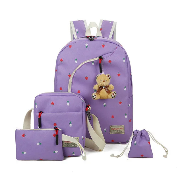 Fashion Canvas Backpack for Women Purple