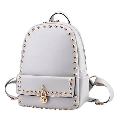 Fashion Rivet Student Backpack Grey