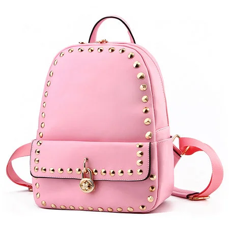 Fashion Rivet Student Backpack Pink