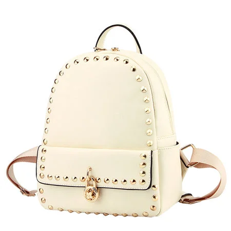 Fashion Rivet Student Backpack White