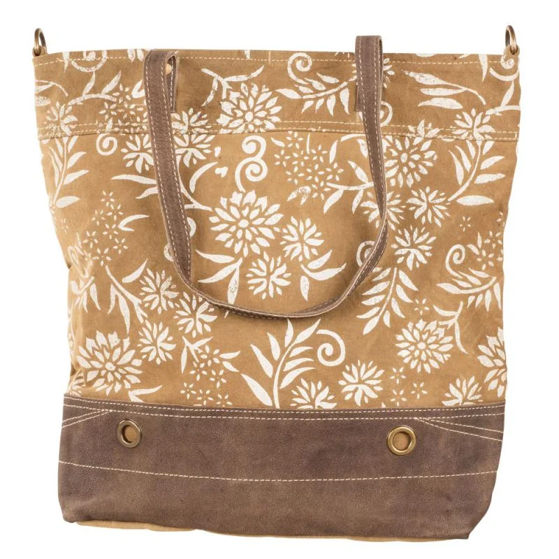 Floral Pattern Tan Tote