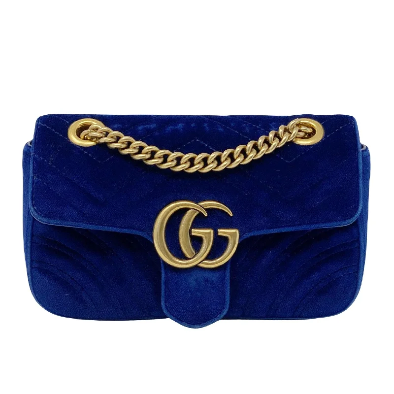 Gucci Blue Velvet Mini GG Marmont Bag