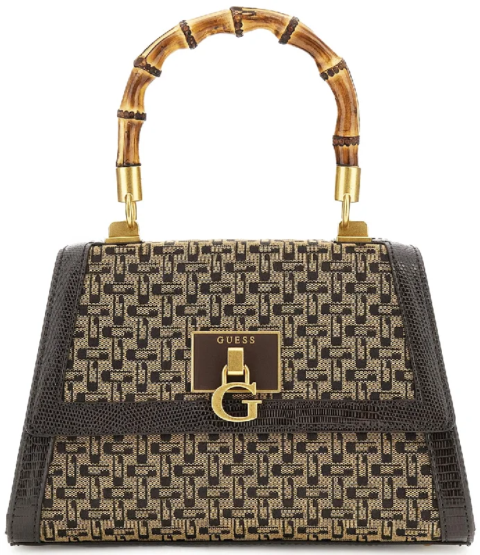 Guess Stephi Bamboo Handel Bag In Brown For Women