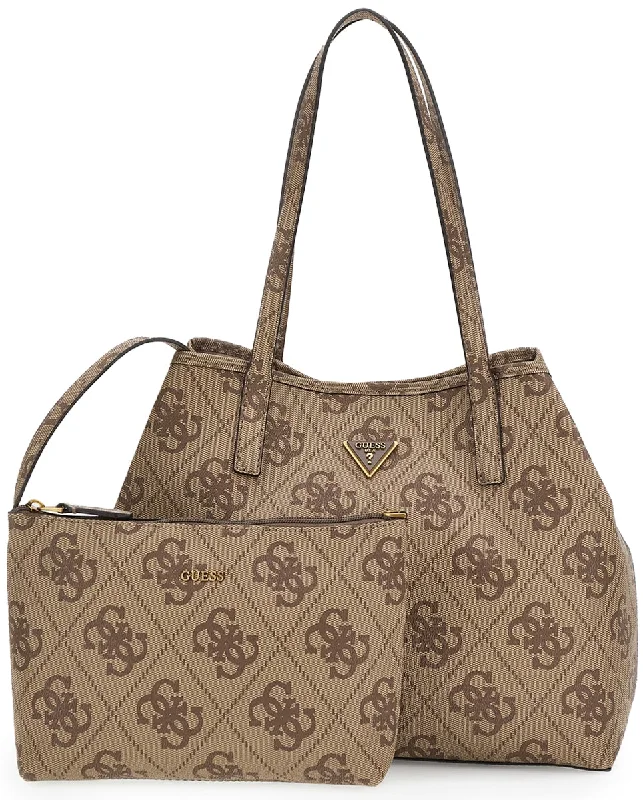 Guess Vikky Tote Peony Large Shopper 2 in 1 Bag In Lattee