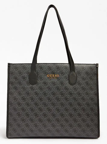 Guess Silvana Logo 4G Top Handel Bag In Coal For Women