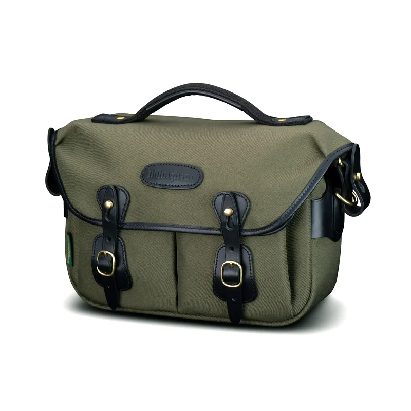 Billingham Hadley Small Pro Shoulder Bag, 3.5L - Sage FibreNyte / Black Leather (Olive Lining)