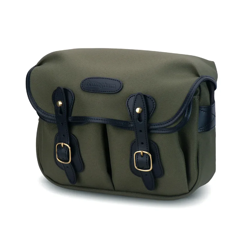 Billingham Hadley Small Shoulder Bag, 3.5L - Sage FibreNyte / Black Leather (Olive Lining)