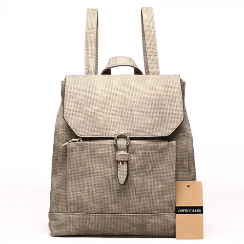 High Quality Fashion Leather Backpack Grey