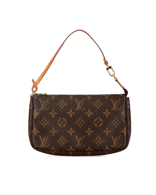 Louis Vuitton Pochette Accessoires Monogram Canvas Brown Leather Handbag