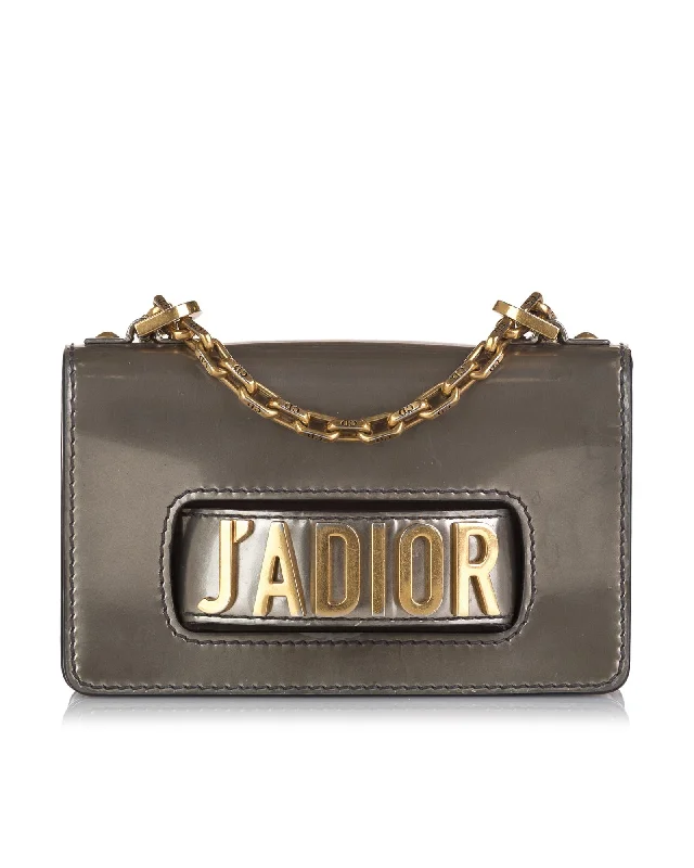 Dior J'Adior Flap Bag Gray Leather Shoulder Bag