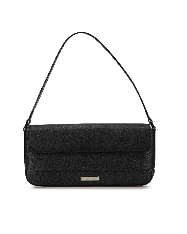 Leather Shoulder Bag with Magnetic Snap Closure