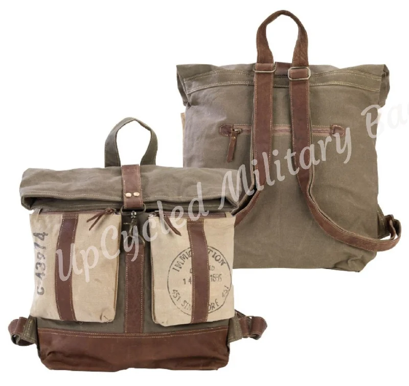 Large Roll Top Sustainable Canvas Backpack with Superior Durability and Quality