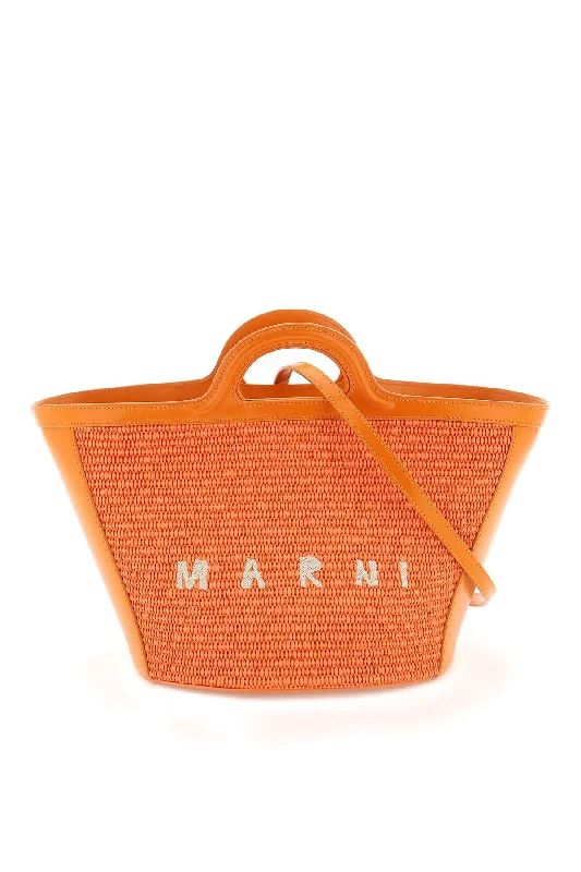 Marni raffia and leather small tropicalia bucket bag