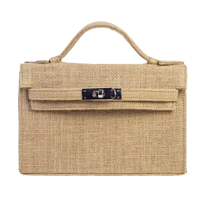 Micro Kelly Style Jute Handbag