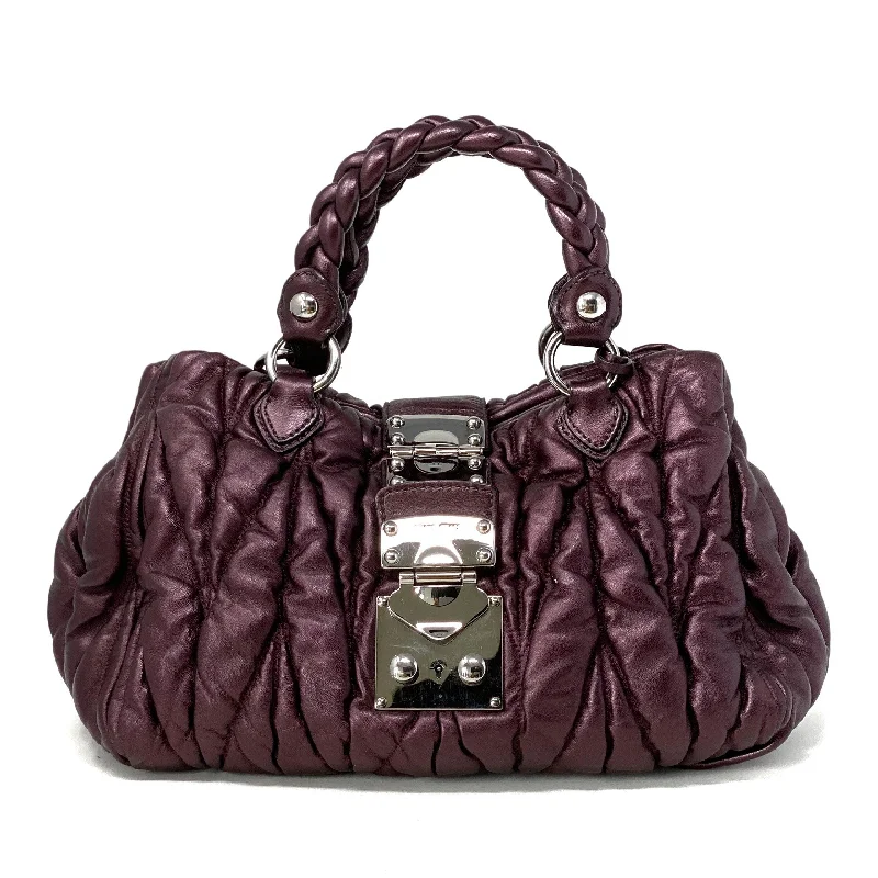 Miu Miu Purple Lambskin Matelasse Coffer Purse