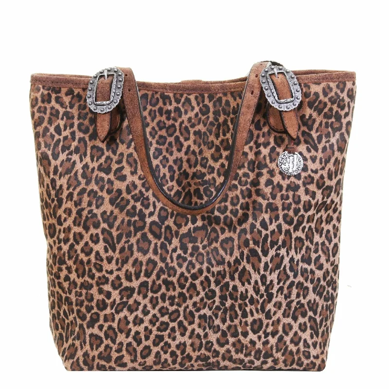 MST47 - Cheetah Tan Suede Print Messenger Tote