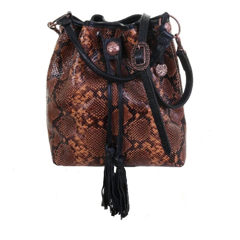 MST54 - Copperhead Snake Print Drawstring Messenger Tote