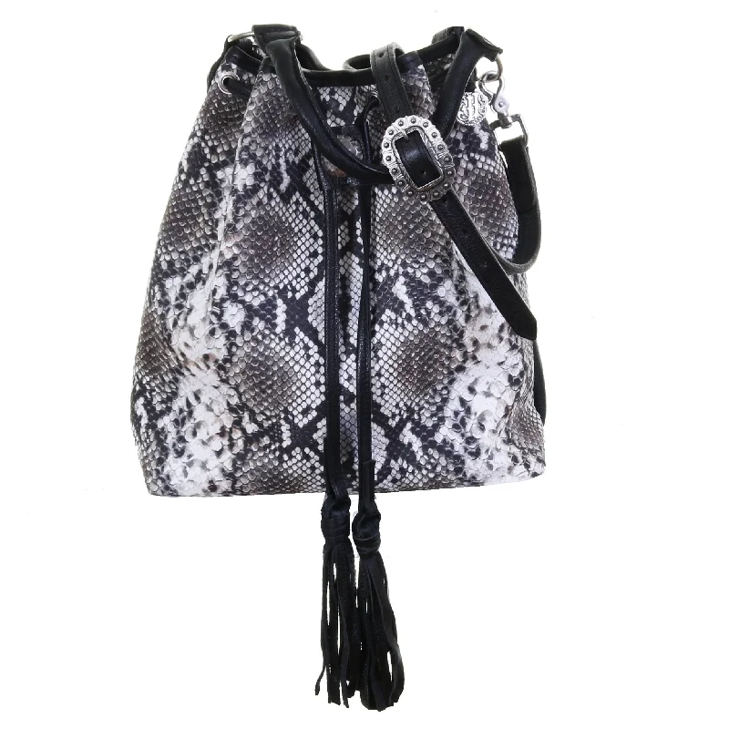 MST57 - Cobra Snake Print Drawstring Messenger Tote