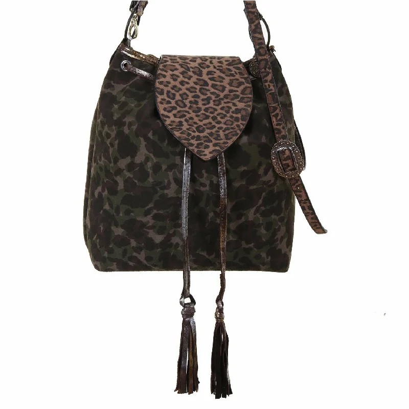 MST68 - Camo and Leopard Messenger Tote