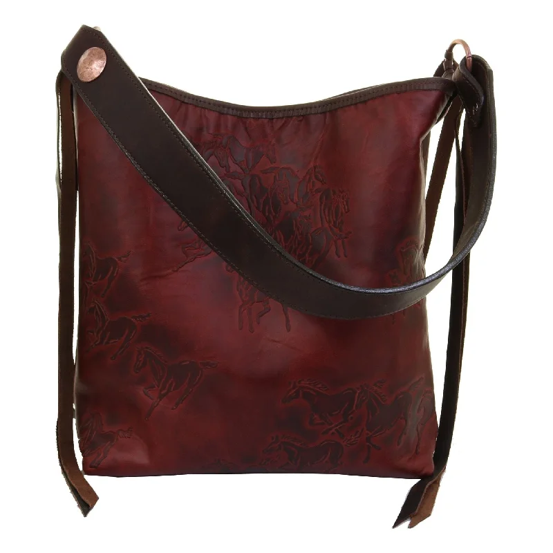 MST76 - Cognac Wild Horses Messenger Tote