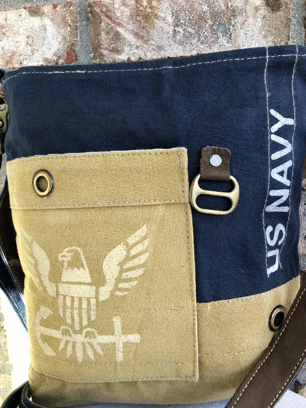 US Navy Sustainable Canvas Crossbody ~ Navy Proud