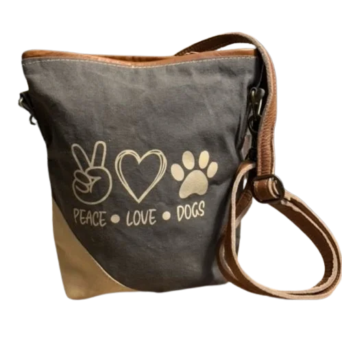 NEW! Peace Love Dogs Sustainable Canvas Purse Crossbody Bag