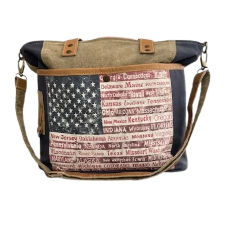 Patriotic American State Flag Tote Bag with Luggage Sleeve for Easy Traveling!