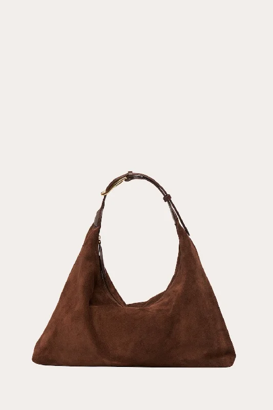 Pillow Shoulder Bag Suede Dark Brown