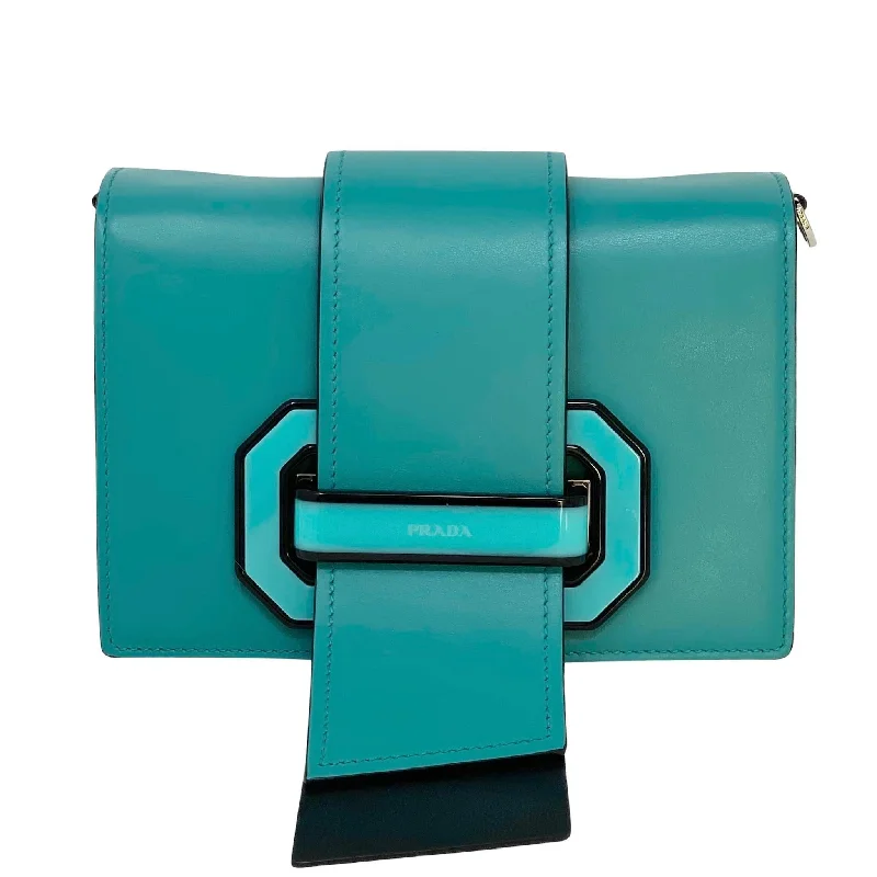 Prada Turquoise Plex Ribbon Geometric Crossbody Bag