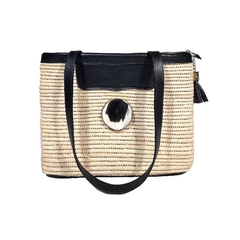 Sac Panier en raphia et cuir / BC