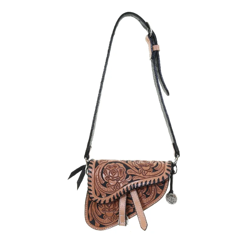 SPB01 - Rose Tooled Saddle Purse